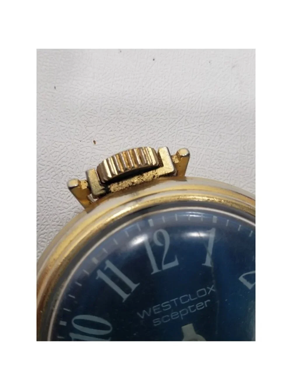 Vintage Westclox Scepter Blue Dial Wind Up Pocket Watch Shock Resistant